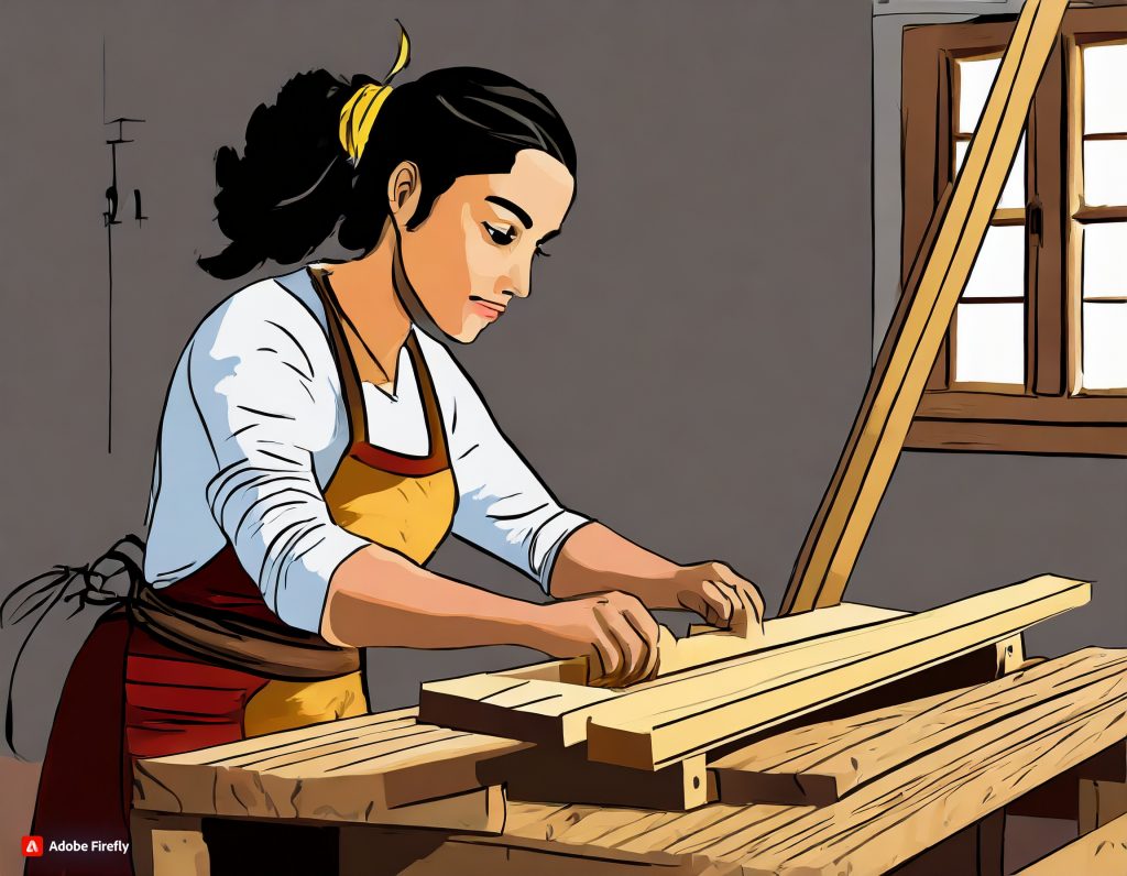 Mujer trabajando con madera